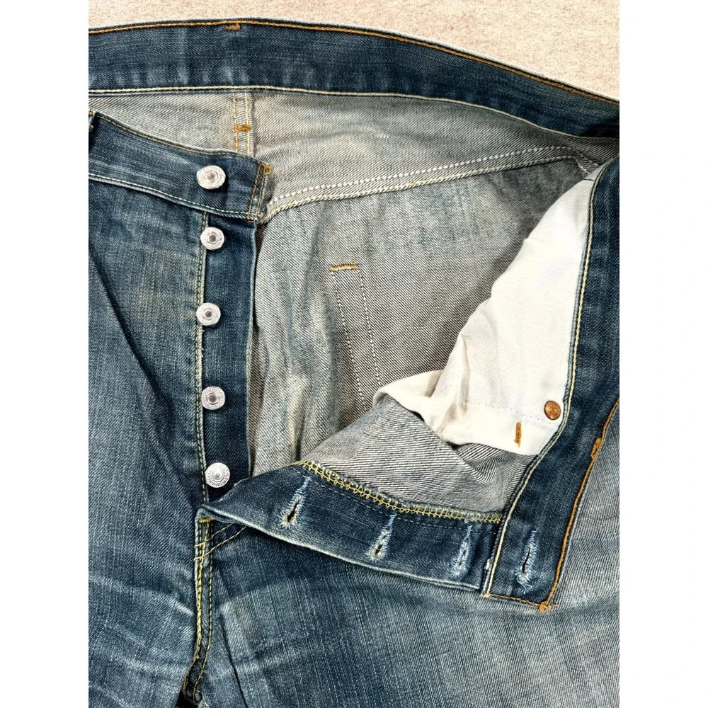 Levi's 501 Straight Leg Jeans Mens 38x34 Blue Denim Button Fly Grunge 00501-0154